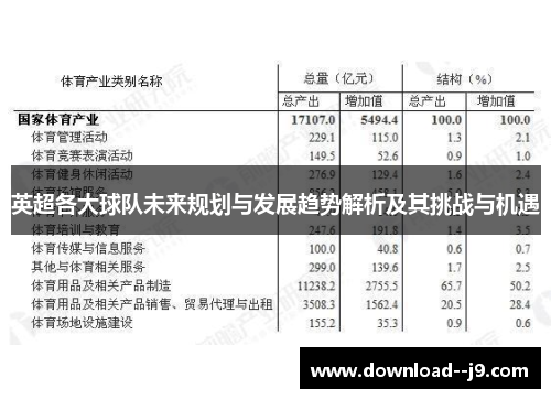 英超各大球队未来规划与发展趋势解析及其挑战与机遇